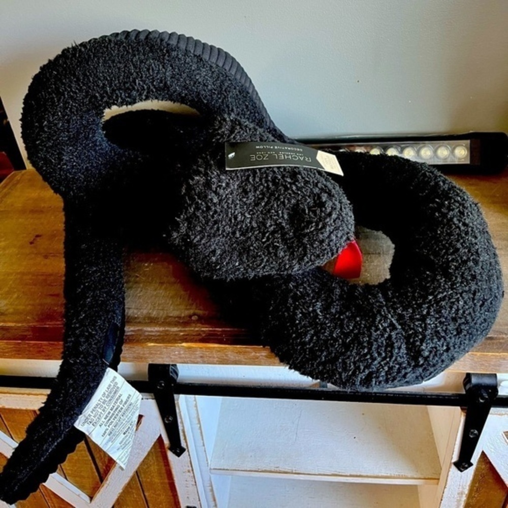 Rachel Zoe Plush Black Snake Pillow 70" Halloween Decor NWT